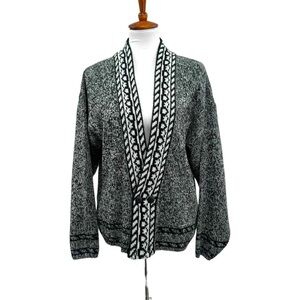 Vintage 90’s Medium Hoopla Black and White Knit Cardigan